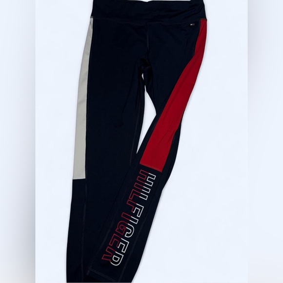 NWOT Tommy Hilfiger Women’s leggings Navy Blue with White and Red Stripes Large - Picture 2 of 7